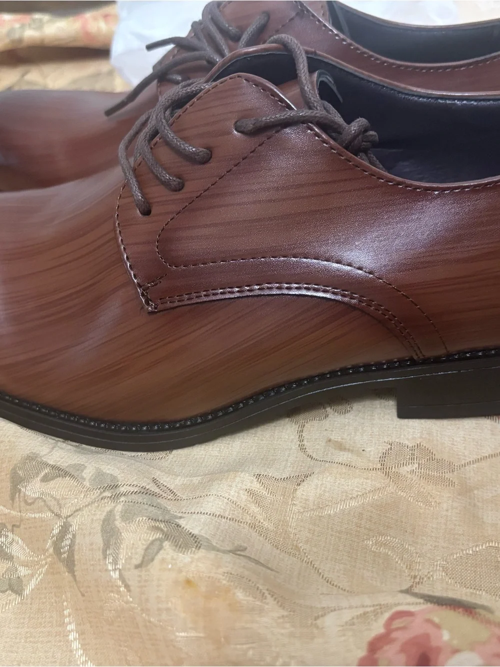 Men's Brown Leather Lace-Up Derby Dress Shoes